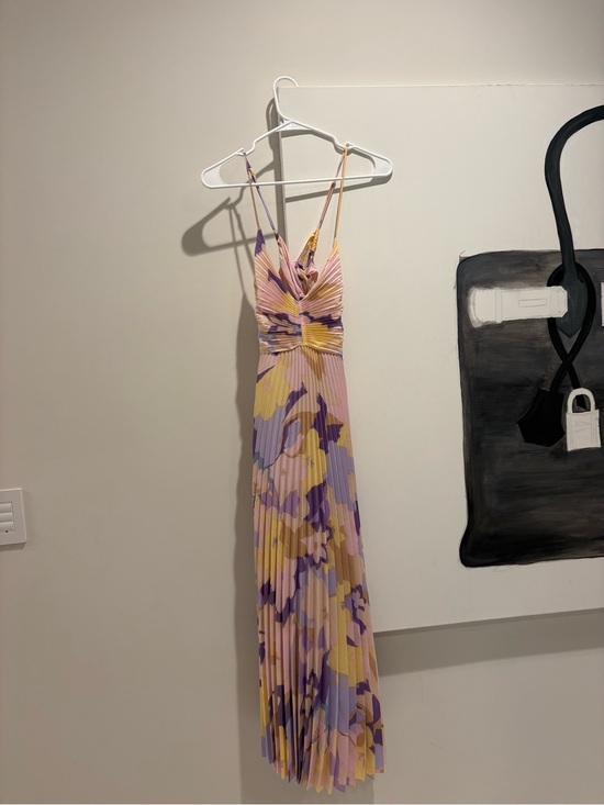 Astr Dresses & Skirts - Astr Pleated Floral Maxi Dress in Pink, Yellow & Purple